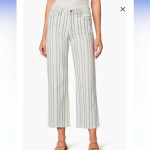 Joe’s Stripe Raw Hem Crop Wide Leg Jeans